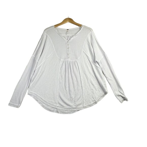Free People Leo Henley Long Sleeve‎ Blouse size Small White - Picture 1 of 6